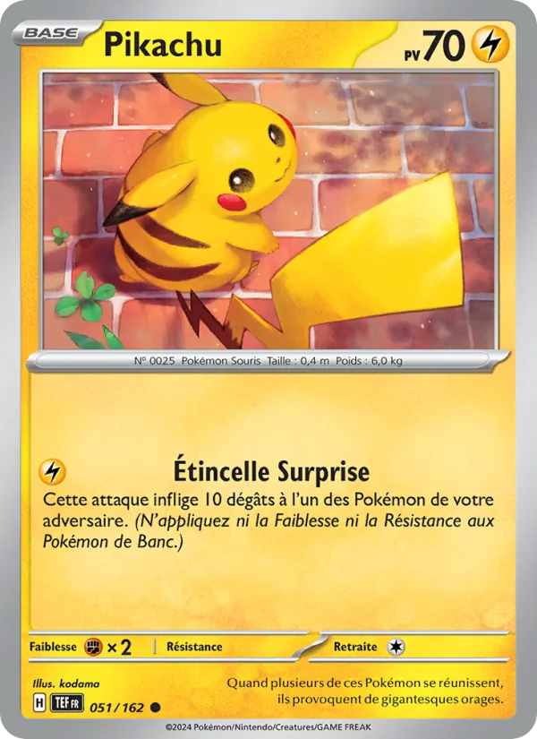 Carte Pokémon Pikachu 051/162 de l'extension Forces Temporelles