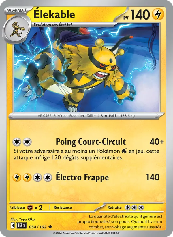Carte Pokémon Élekable 054/162 de l'extension Forces Temporelles