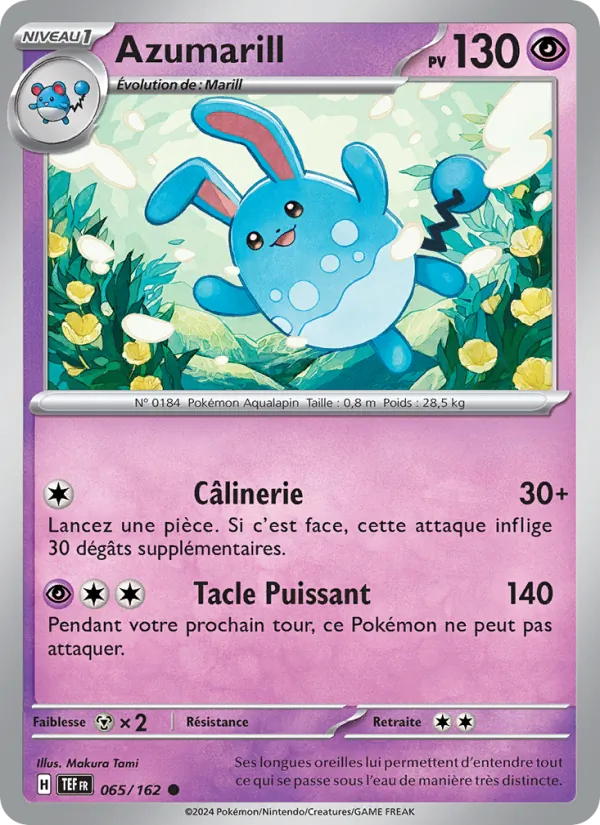 Carte Pokémon Azumarill 065/162 de l'extension Forces Temporelles