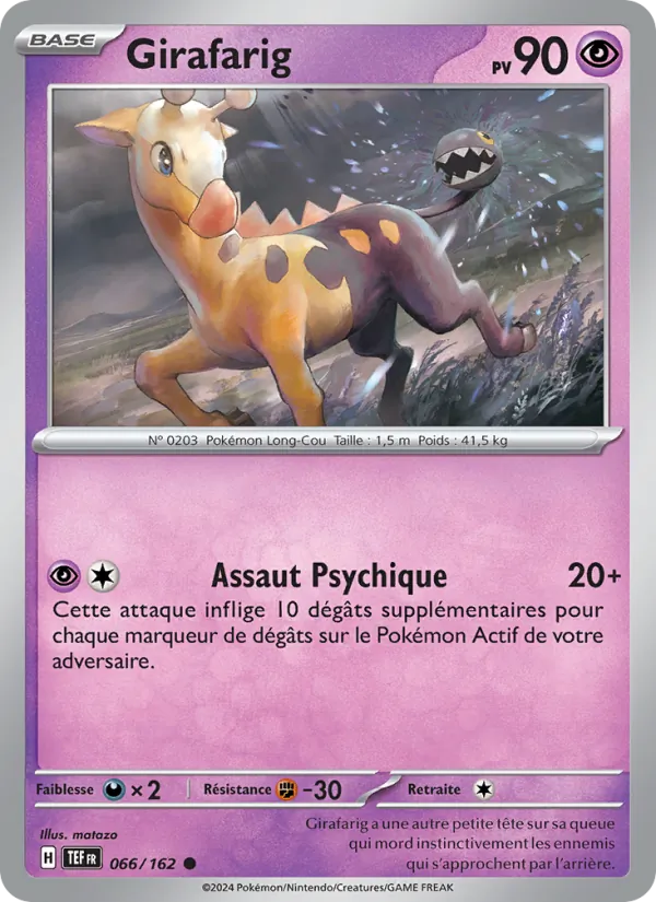 Carte Pokémon Girafarig 066/162 de l'extension Forces Temporelles