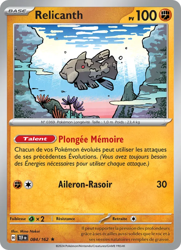 Carte Pokémon Relicanth 084/162 de l'extension Forces Temporelles