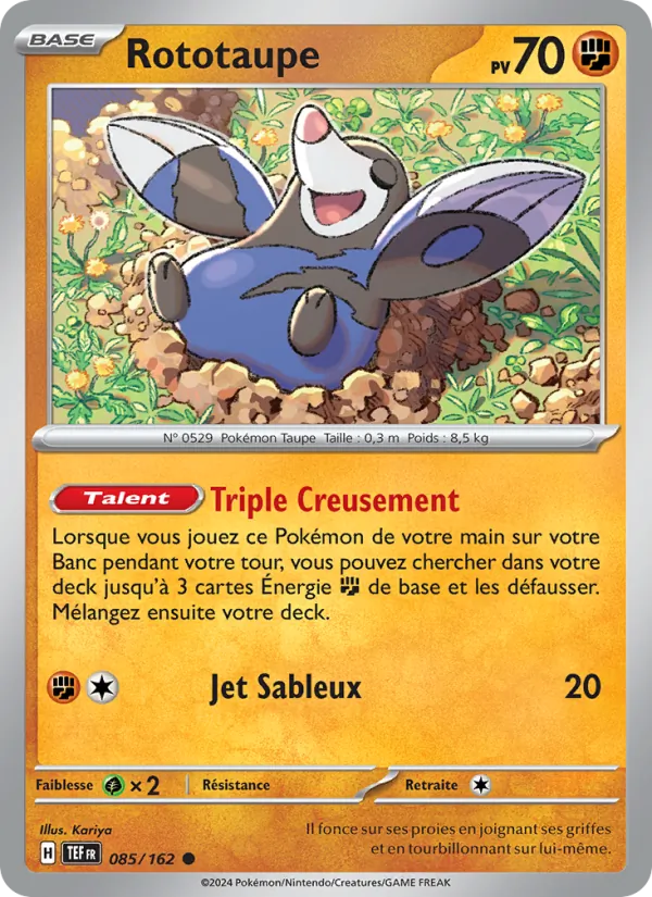 Carte Pokémon Rototaupe 085/162 de l'extension Forces Temporelles
