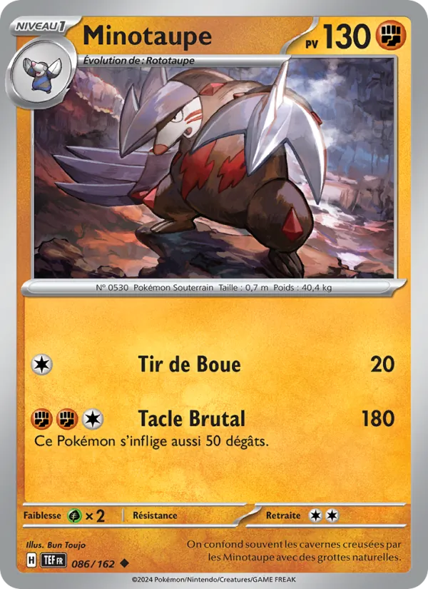 Carte Pokémon Minotaupe 086/162 de l'extension Forces Temporelles