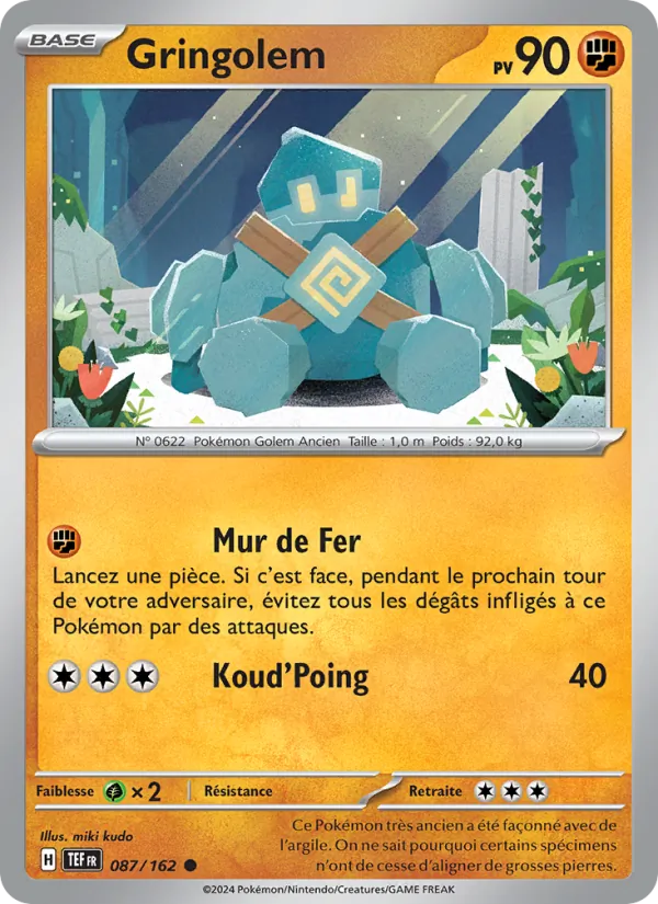 Carte Pokémon Gringolem 087/162 de l'extension Forces Temporelles