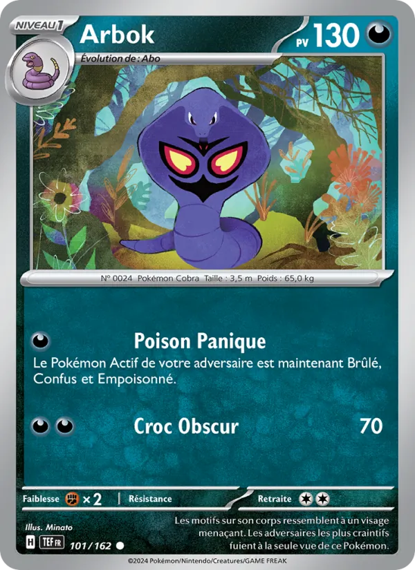 Carte Pokémon Arbok 101/162 de l'extension Forces Temporelles