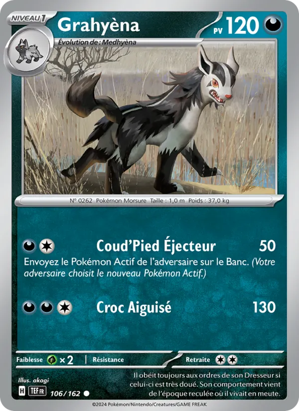 Carte Pokémon Grahyèna 106/162 de l'extension Forces Temporelles