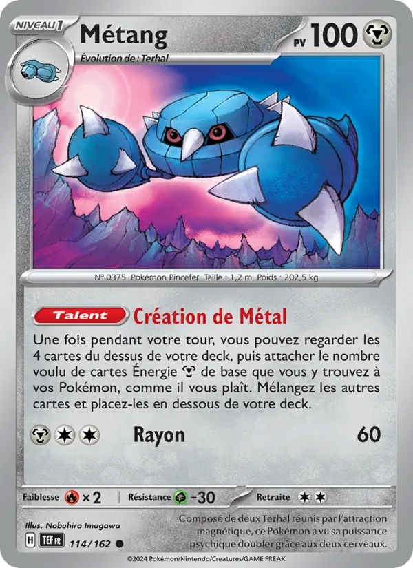 Carte Pokémon Métang 114/162 de l'extension Forces Temporelles