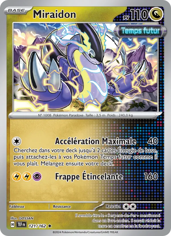 Carte Pokémon Miraidon 121/162 de l'extension Forces Temporelles