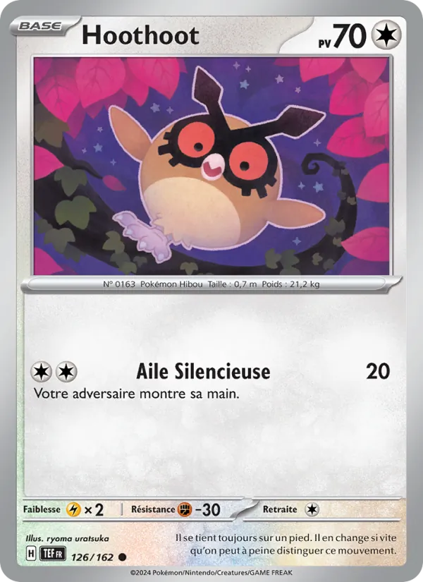 Carte Pokémon Hoothoot 126/162 de l'extension Forces Temporelles