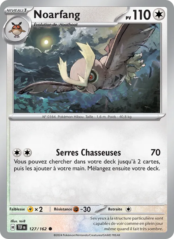 Carte Pokémon Noarfang 127/162 de l'extension Forces Temporelles