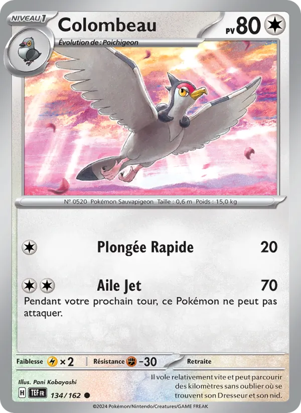 Carte Pokémon Colombeau 134/162 de l'extension Forces Temporelles