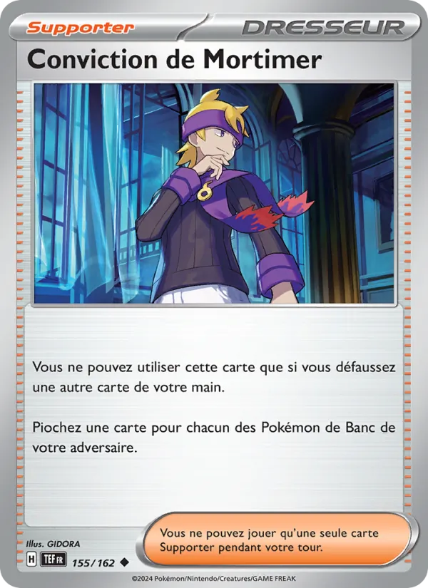 Carte Pokémon Conviction de Mortimer 155/162 de l'extension Forces Temporelles