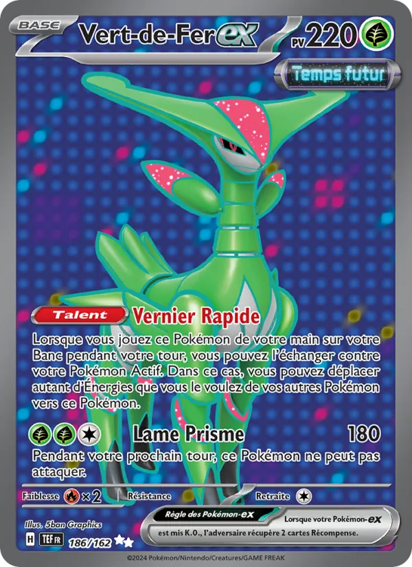 Carte Pokémon Vert-de-Fer-ex 186/162 de l'extension Forces Temporelles