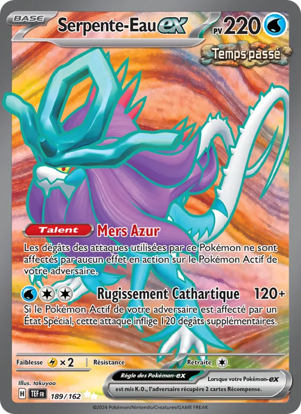 Carte Pokémon Serpente-Eau-ex 189/162 de l'extension Forces Temporelles