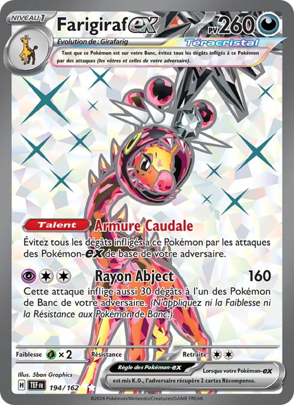 Carte Pokémon Farigiraf-ex 194/162 de l'extension Forces Temporelles