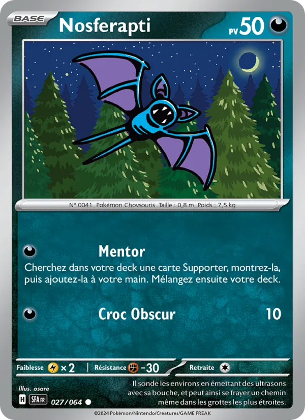 Carte Pokémon Nosferapti 027/64 de l'extension Fable Nébuleuse