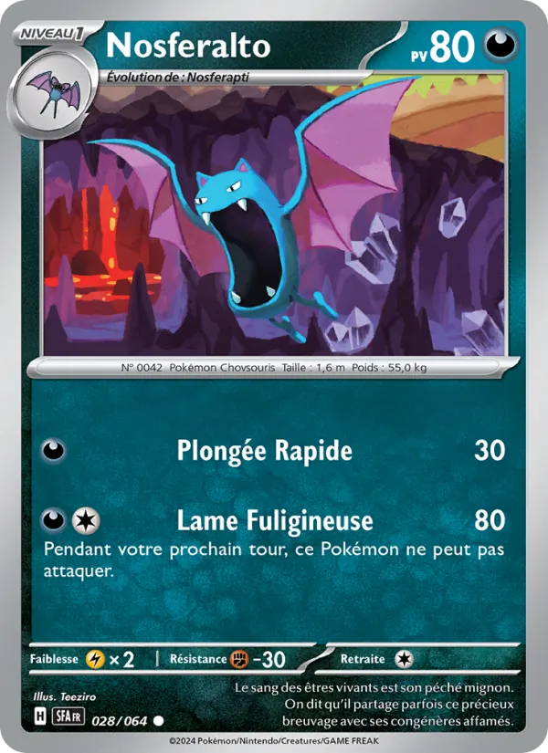 Carte Pokémon Nosferalto 028/64 de l'extension Fable Nébuleuse
