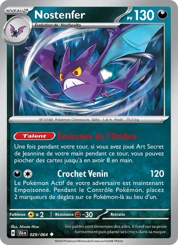Carte Pokémon Nostenfer 029/64 de l'extension Fable Nébuleuse