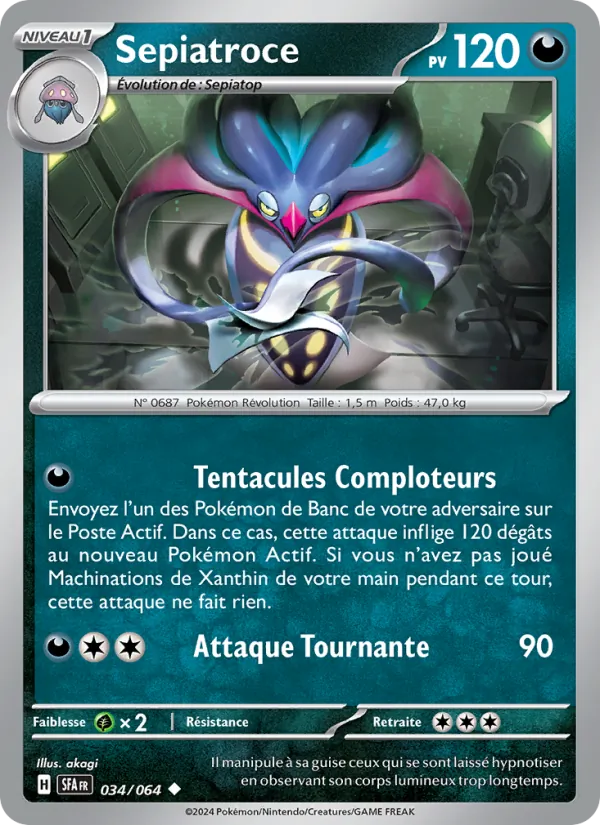 Carte Pokémon Sepiatroce 034/64 de l'extension Fable Nébuleuse