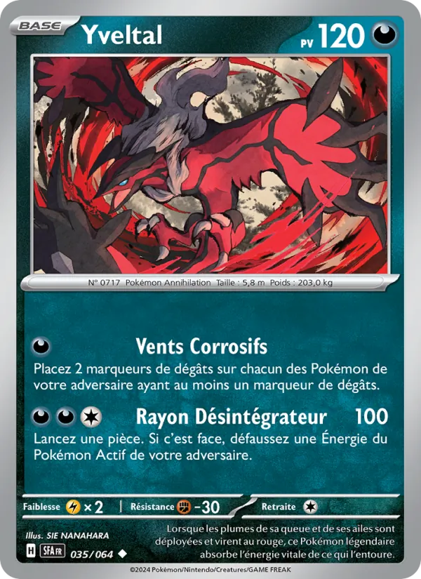 Carte Pokémon Yveltal 035/64 de l'extension Fable Nébuleuse