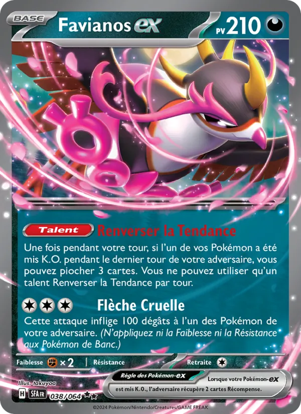 Carte Pokémon Favianos-ex 038/64 de l'extension Fable Nébuleuse