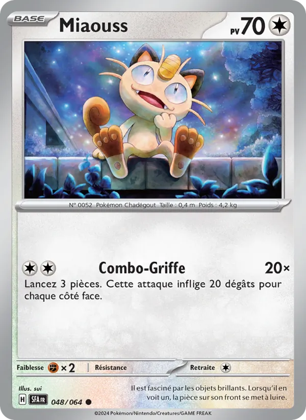 Carte Pokémon Miaouss 048/64 de l'extension Fable Nébuleuse