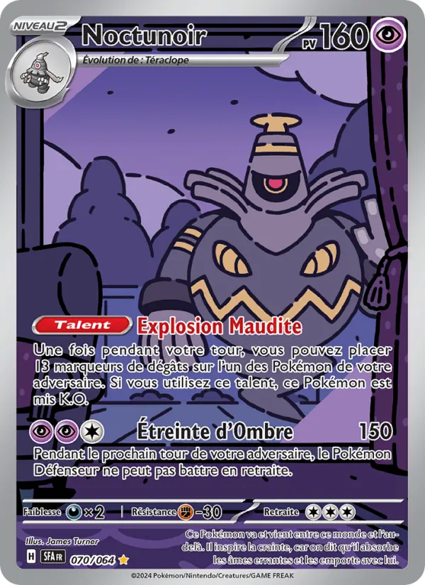 Carte Pokémon Noctunoir 070/64 de l'extension Fable Nébuleuse