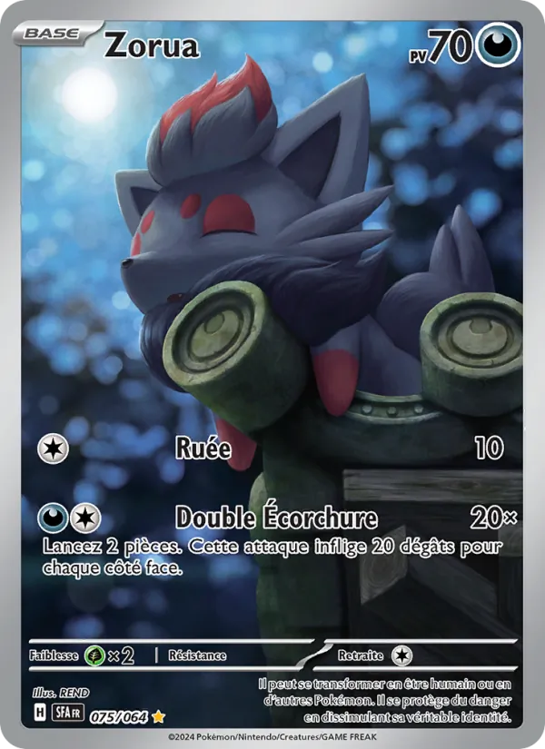 Carte Pokémon Zorua 075/64 de l'extension Fable Nébuleuse
