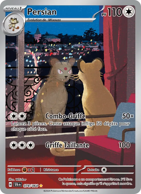 Carte Pokémon Persian 078/64 de l'extension Fable Nébuleuse
