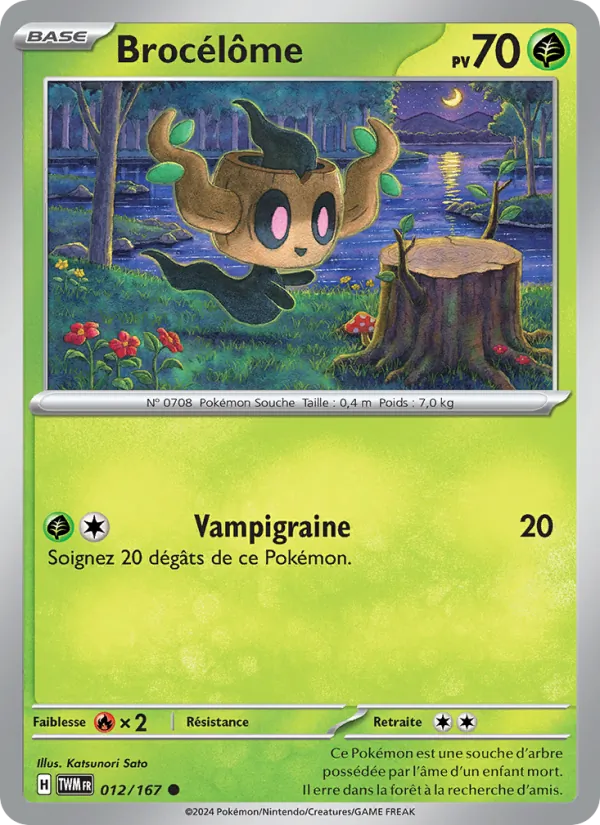 Carte Pokémon Brocélôme 012/167 de l'extension Mascarade Crépusculaire