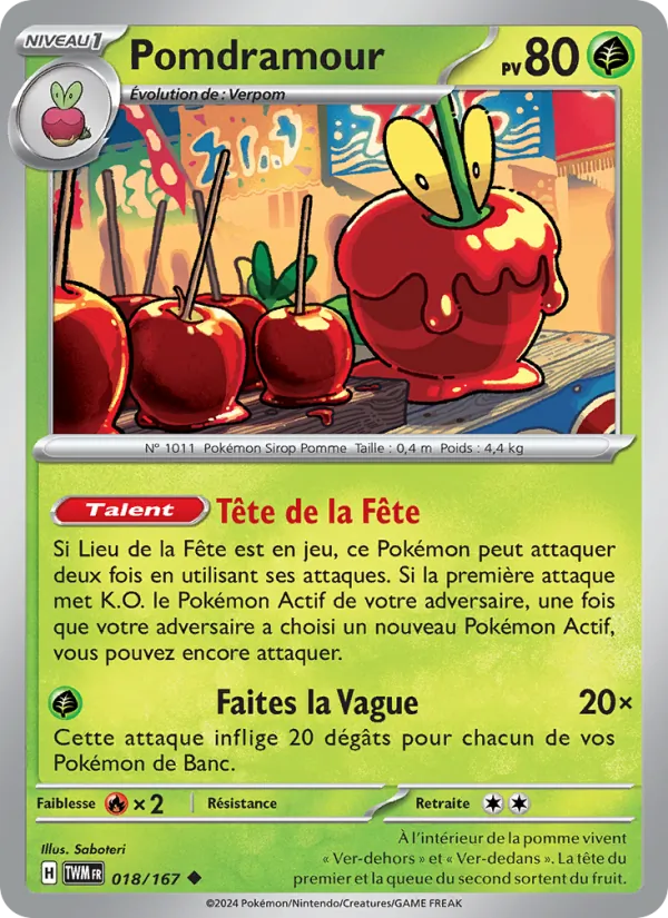 Carte Pokémon Pomdramour 018/167 de l'extension Mascarade Crépusculaire