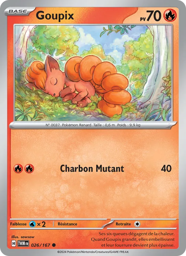 Carte Pokémon Goupix 026/167 de l'extension Mascarade Crépusculaire