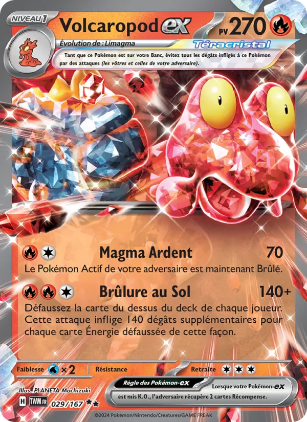 Carte Pokémon Volcaropod-ex 029/167 de l'extension Mascarade Crépusculaire