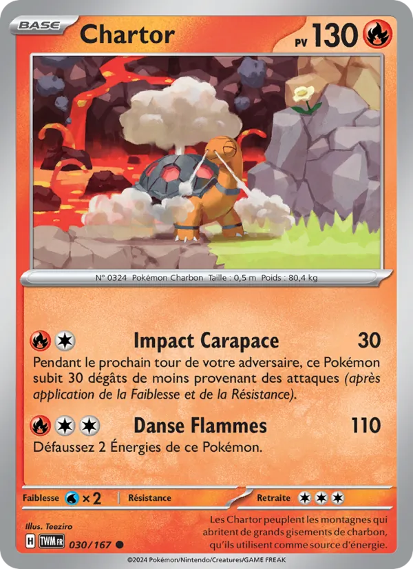 Carte Pokémon Chartor 030/167 de l'extension Mascarade Crépusculaire