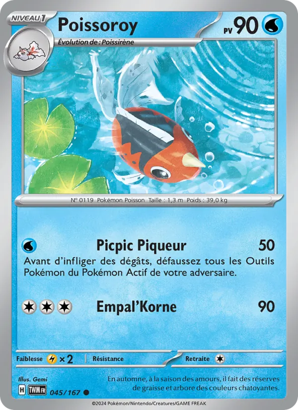 Carte Pokémon Poissoroy 045/167 de l'extension Mascarade Crépusculaire