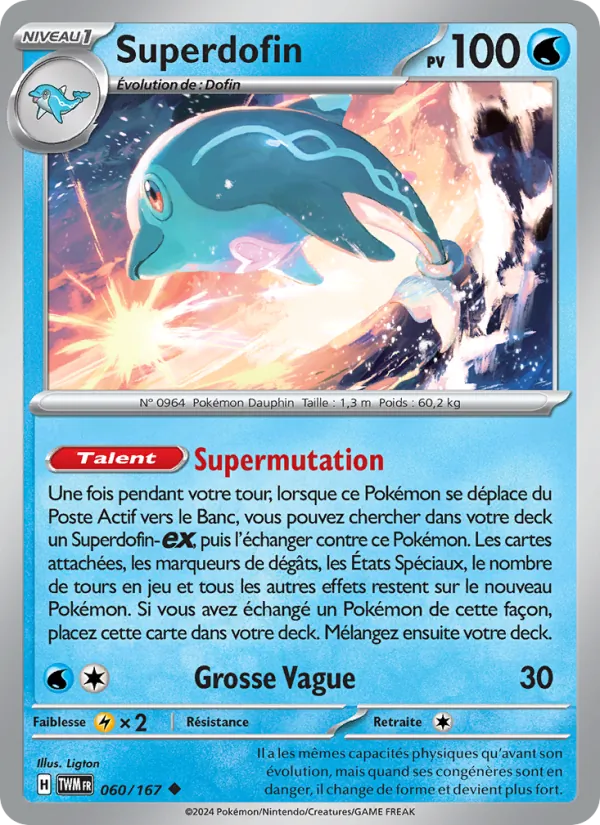 Carte Pokémon Superdofin 060/167 de l'extension Mascarade Crépusculaire