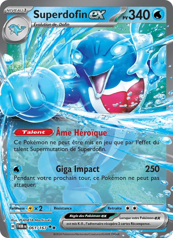 Carte Pokémon Superdofin-ex 061/167 de l'extension Mascarade Crépusculaire