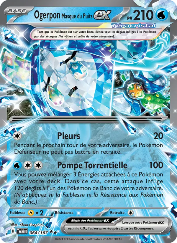 Carte Pokémon Ogerpon Masque du Puits-ex 064/167 de l'extension Mascarade Crépusculaire