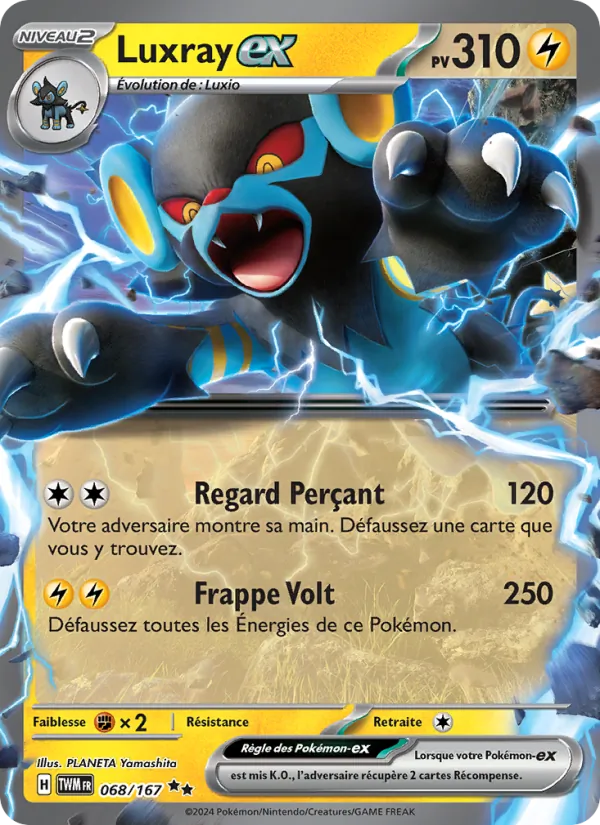 Carte Pokémon Luxray-ex 068/167 de l'extension Mascarade Crépusculaire