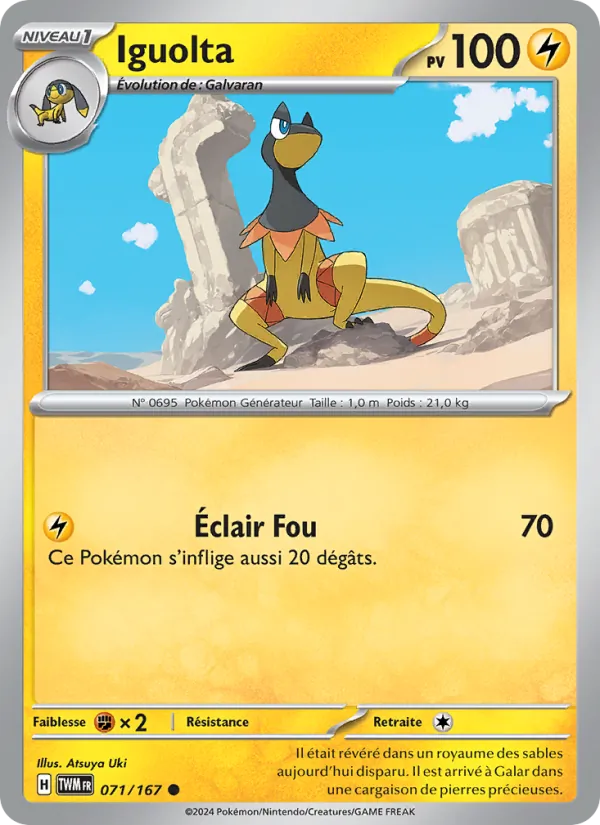 Carte Pokémon Iguolta 071/167 de l'extension Mascarade Crépusculaire