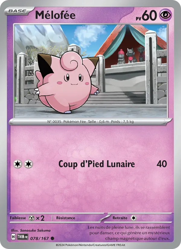 Carte Pokémon Mélofée 078/167 de l'extension Mascarade Crépusculaire
