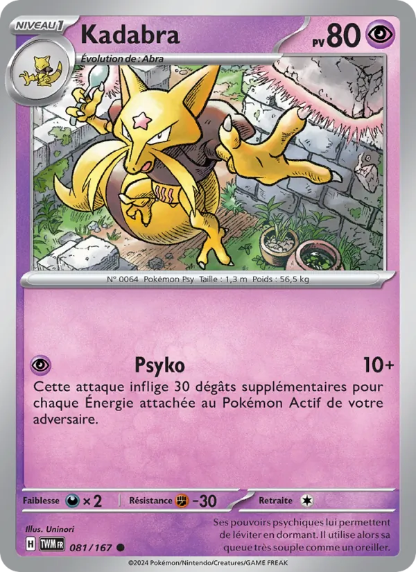 Carte Pokémon Kadabra 081/167 de l'extension Mascarade Crépusculaire