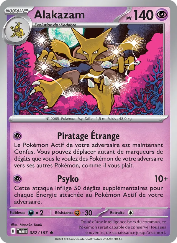 Carte Pokémon Alakazam 082/167 de l'extension Mascarade Crépusculaire