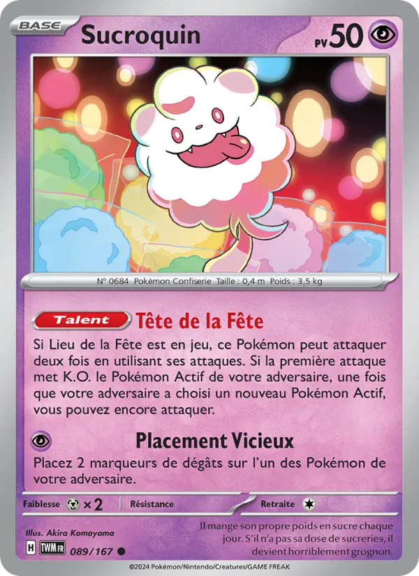 Carte Pokémon Sucroquin 089/167 de l'extension Mascarade Crépusculaire