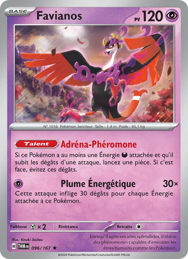 Carte Pokémon Favianos 096/167 de l'extension Mascarade Crépusculaire