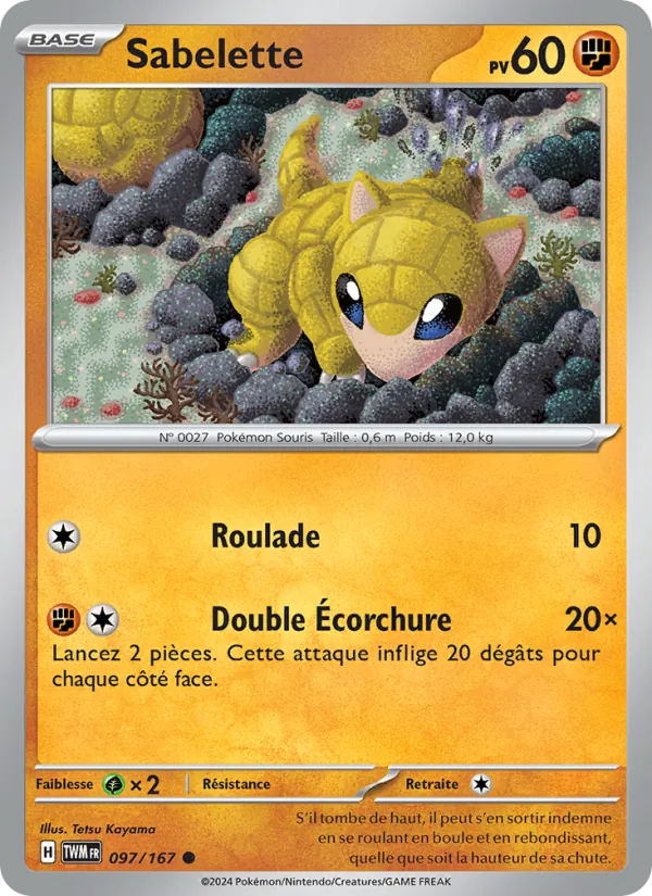 Carte Pokémon Sabelette 097/167 de l'extension Mascarade Crépusculaire