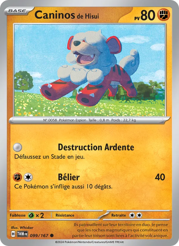 Carte Pokémon Caninos de Hisui 099/167 de l'extension Mascarade Crépusculaire
