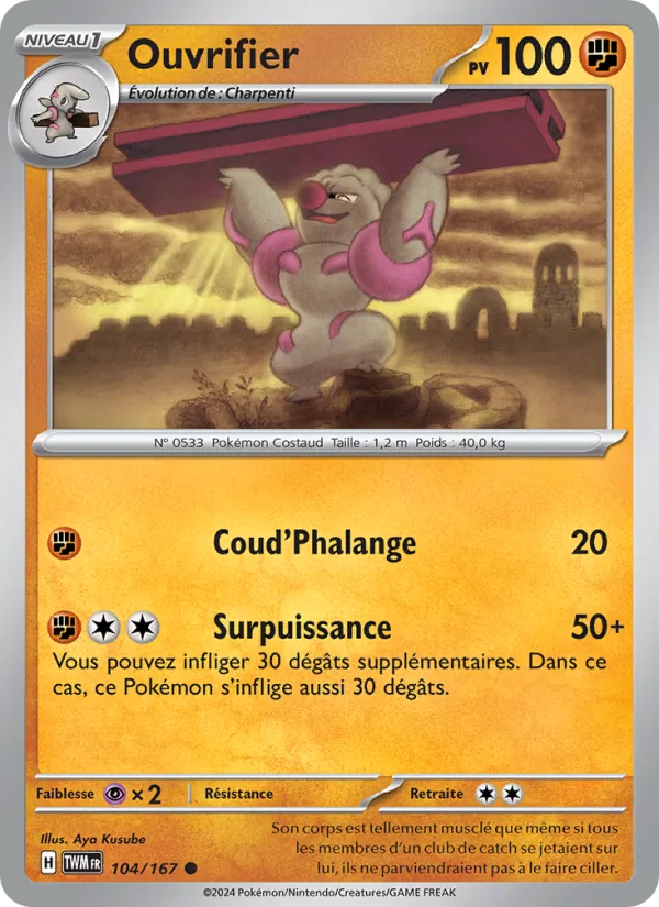 Carte Pokémon Ouvrifier 104/167 de l'extension Mascarade Crépusculaire