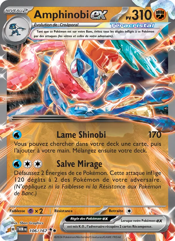 Carte Pokémon Amphinobi-ex 106/167 de l'extension Mascarade Crépusculaire