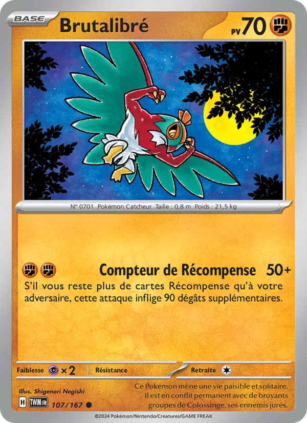 Carte Pokémon Brutalibré 107/167 de l'extension Mascarade Crépusculaire